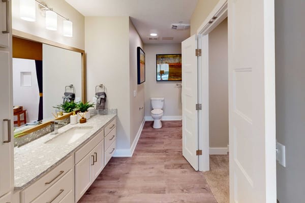 Well-designed bathroom in a resident suite