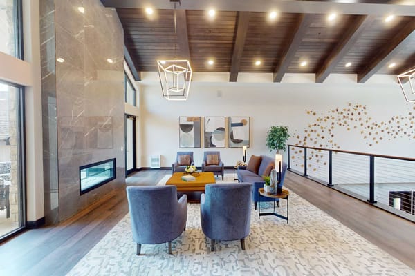 Bright common area with modern furnishings