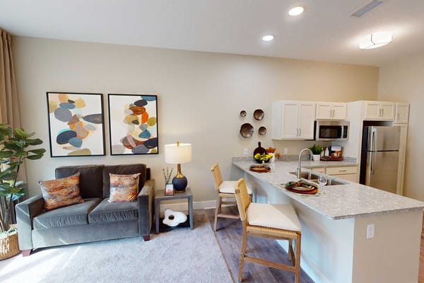 Bright and inviting interior of a resident room