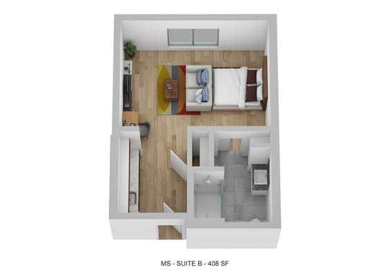 Floor plan of a private resident suite