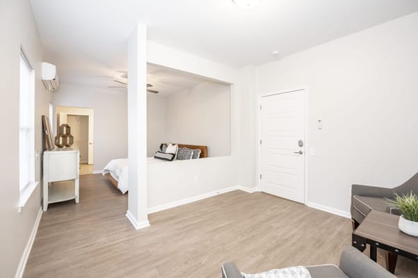 Bright, modern interior of a resident room