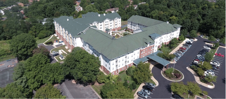 Aerial view of Churchill Senior Living facility