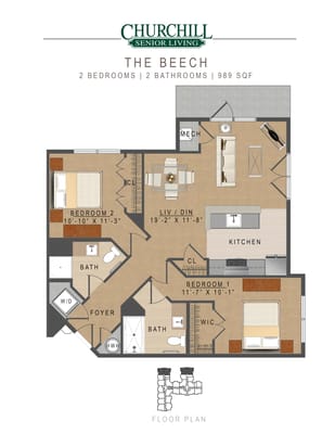 Architectural floor plan of The Beech unit
