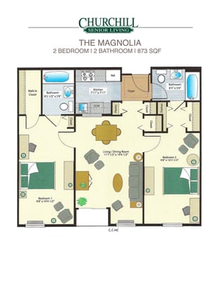 Floor plan of The Magnolia at Churchill Senior Living