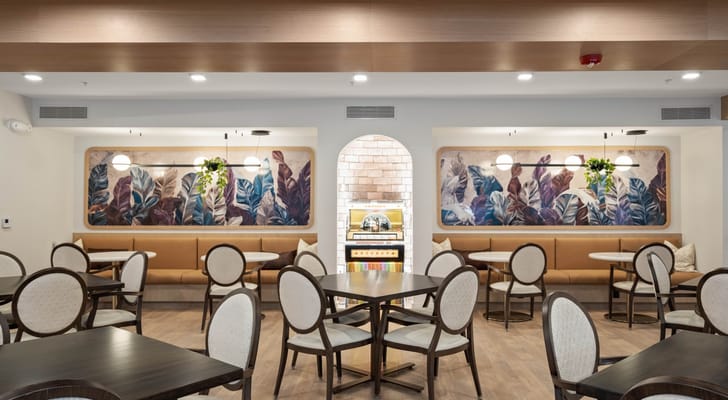 Interior dining area with modern decor and seating