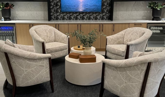 Comfortable seating area in a modern lobby