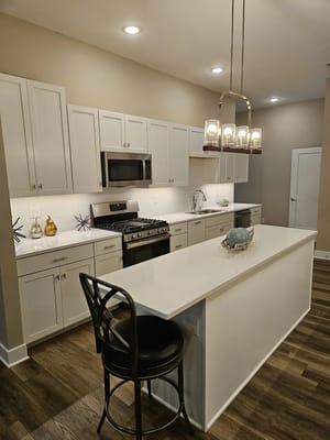 Modern kitchen interior with a large island