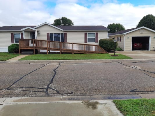 Exterior view of a ramp leading to a residence