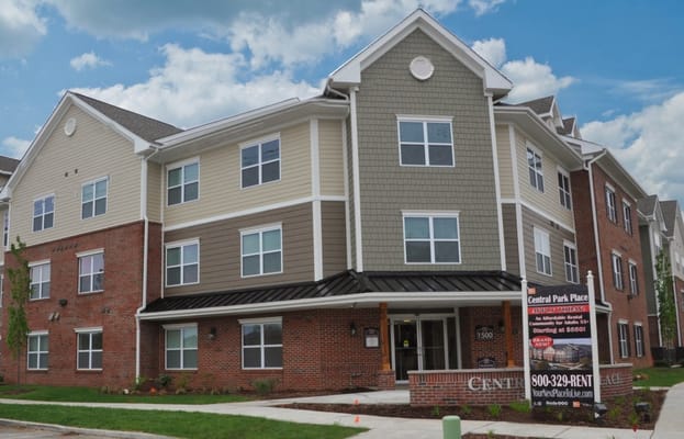Front view of Central Park Place senior living facility.