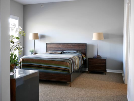 A cozy private bedroom with modern decor