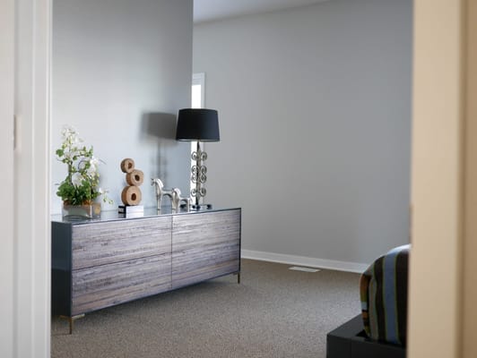 Interior view of a residential-style room with decor