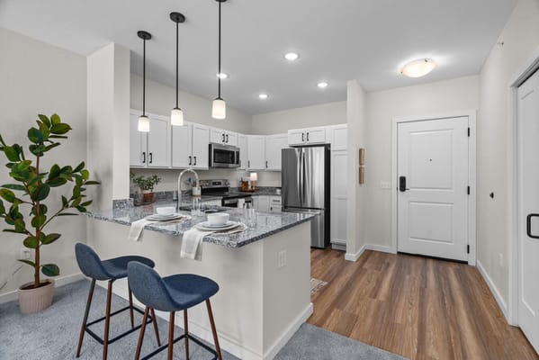 Modern kitchen area in a senior living facility