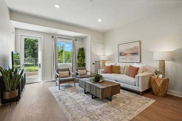 Bright living area in a senior living facility