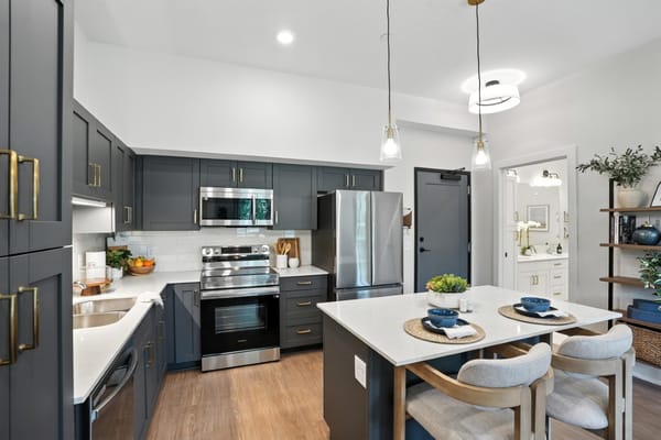 Modern kitchen layout in an independent living space