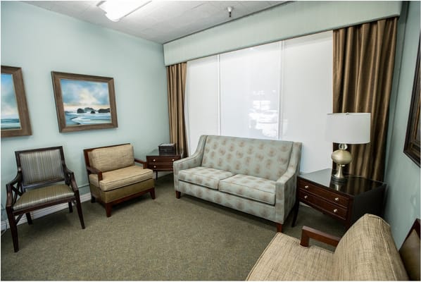 Comfortable seating area in a facility interior