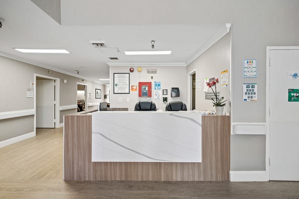 Reception area of a senior living facility