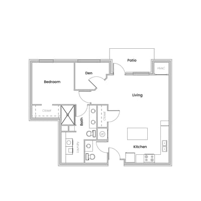 Architectural floor plan of a resident unit
