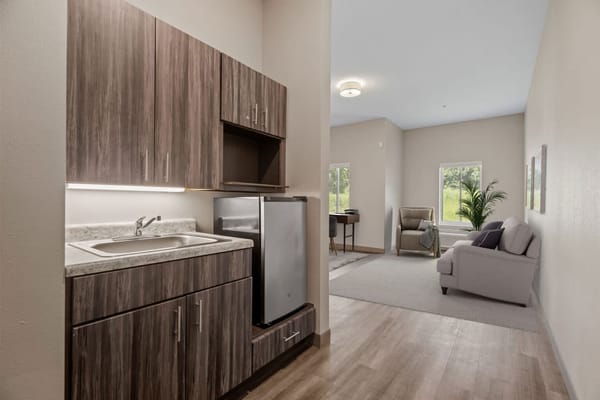 A well-furnished interior of a resident room