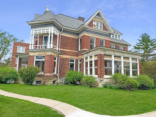 Exterior view of a historic senior living building