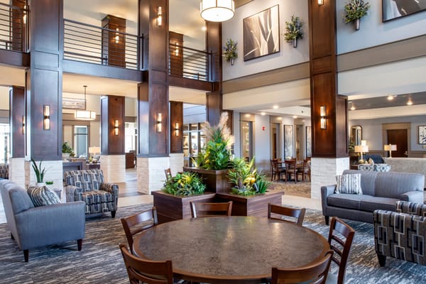 Spacious common area with seating and decor