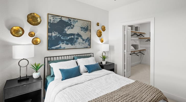 Stylish bedroom in an active adult apartment