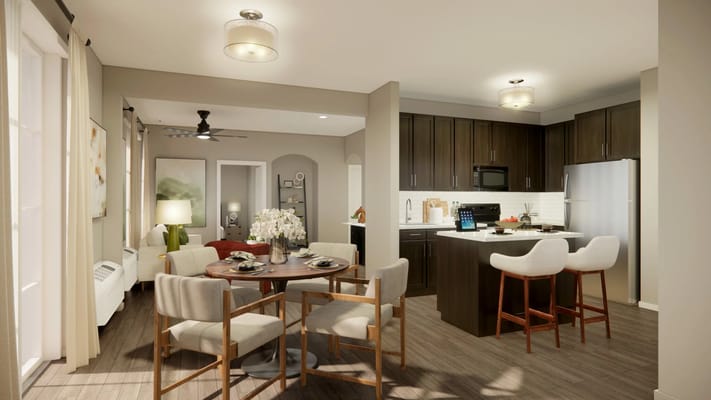 Open kitchen and dining area with a modern design