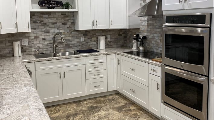 Modern kitchen interior with stainless steel appliances