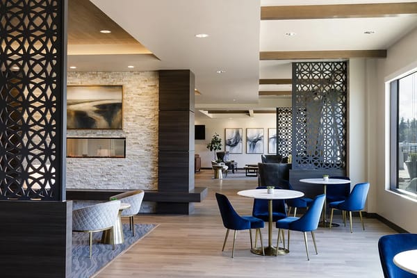 Modern common area of a senior living facility