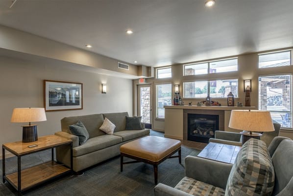 Bright and inviting common area with seating
