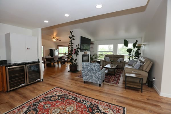 Bright common area in a senior living facility
