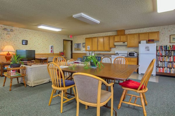 Common area with seating and kitchenette