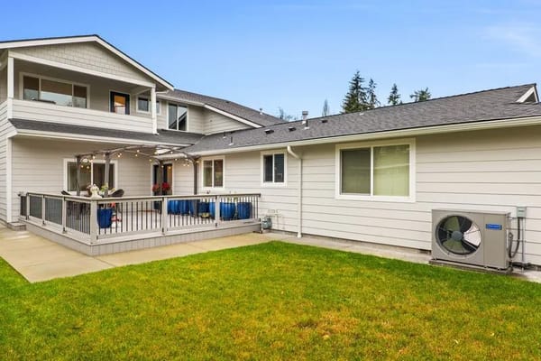 Outdoor patio area with seating.