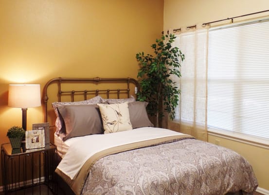 Cozy private bedroom with soft lighting