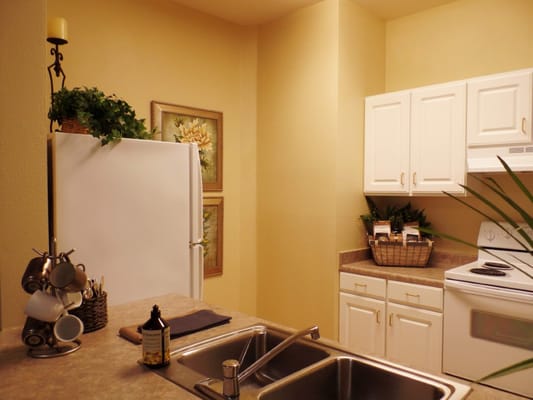 Bright kitchen area in a senior living facility