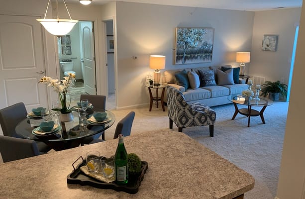 Living room and dining area of Glenmary Grove Senior Apartments