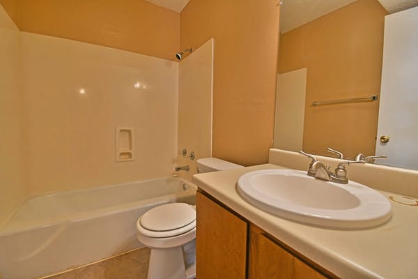 Modern bathroom with a bathtub and sink