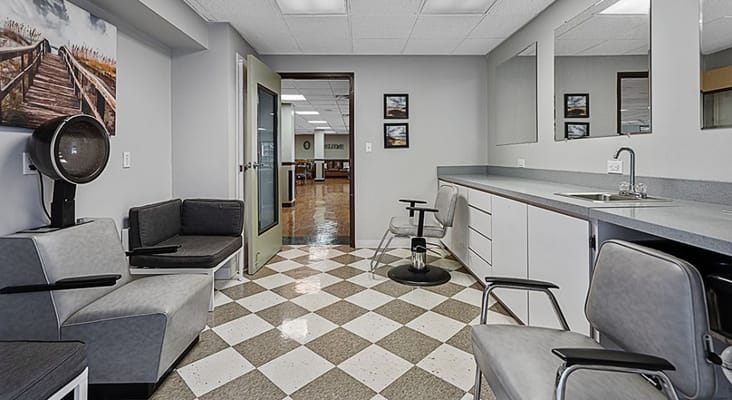 Interior view of a hair salon in a senior facility