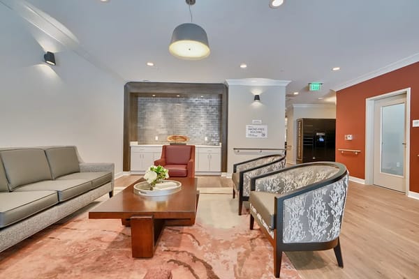 Modern lobby area with comfortable seating