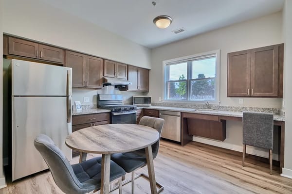 Modern kitchen setup in a senior living facility