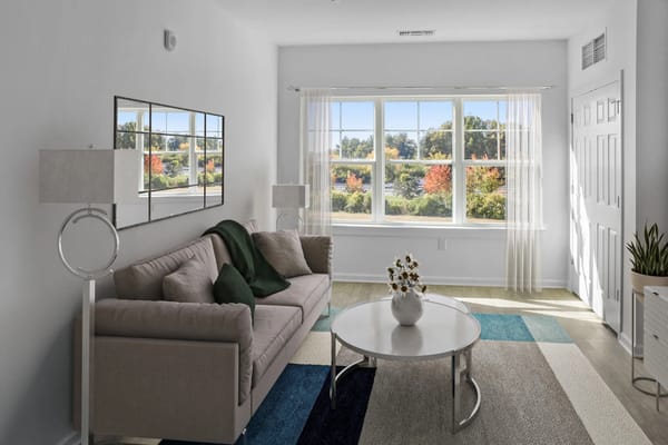 Modern interior living room with natural light