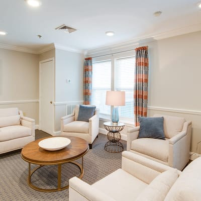 Bright living room with comfortable seating and natural light