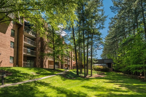 View of Homecrest House surrounded by greenery
