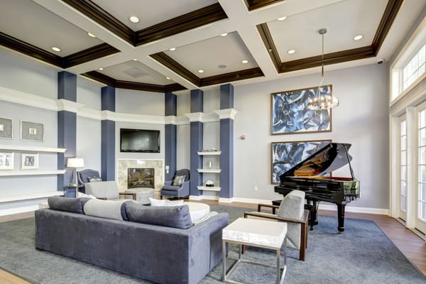 Luxurious lounge with a piano and modern decor