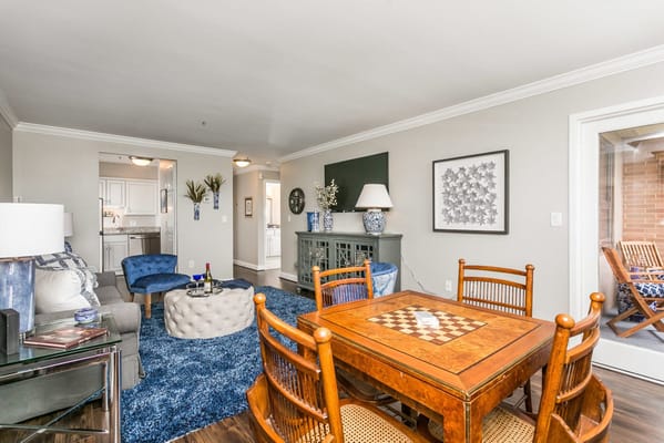 Bright living area with cozy furniture and decor