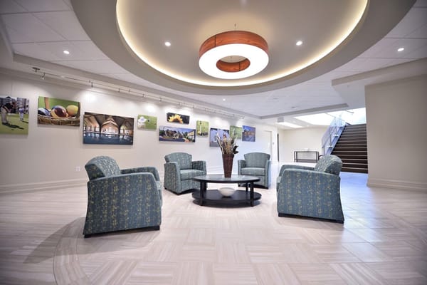 Comfortable sitting area in a facility lobby