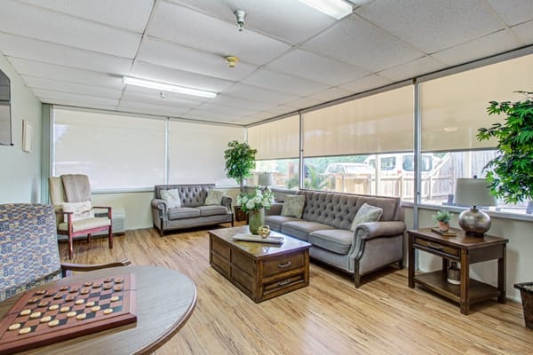 Bright common area with comfortable seating