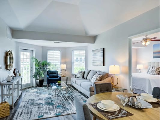 Bright and modern interior living space with stylish decor