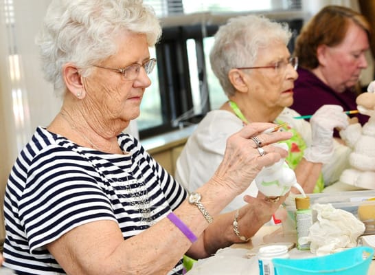 Residents engaging in a crafting activity