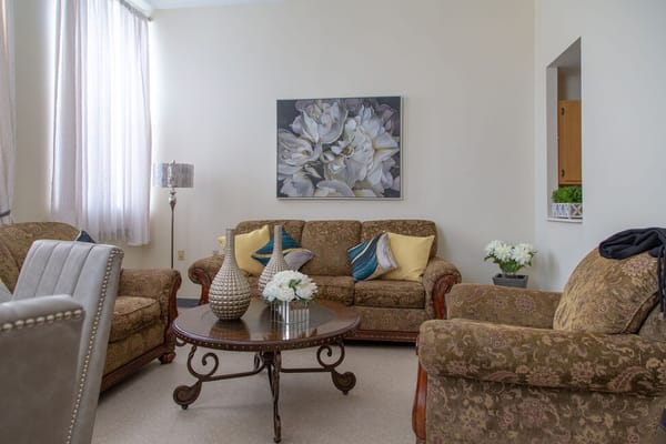 Comfortable seating area in the facility's common room