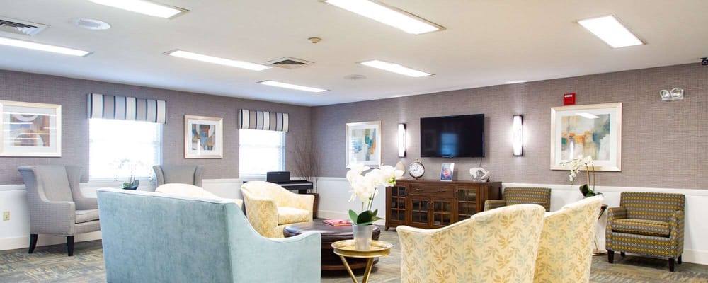 Bright common area with comfortable seating